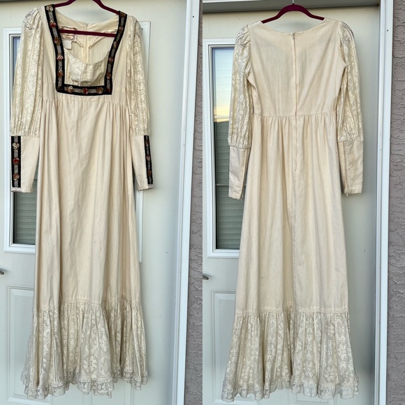 Authentic 1970s Vintage Gunne Sax Lace Embroidered Rose Prairie Dress - Picture 14 of 17